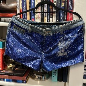 VS Victoria secret sequin jean shorts - size 12 - Buffalo bills